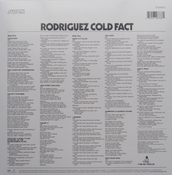 Sixto Rodriguez : Cold Fact (LP, Album, RE, RM, 180)