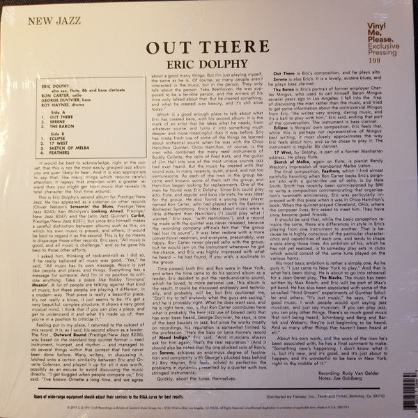 Eric Dolphy : Out There (LP, Album, Club, Ltd, Num, RE, RP, S/Edition)