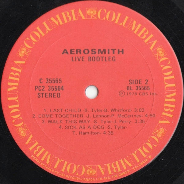 Aerosmith : Live! Bootleg (2xLP, Album, Gat)