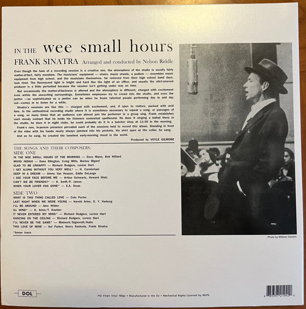 Frank Sinatra : In The Wee Small Hours (LP, Album, Mono, RE, 180)
