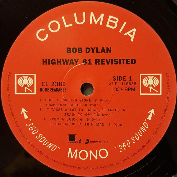 Bob Dylan : Highway 61 Revisited (LP, Album, Mono, RE, RP, 180)