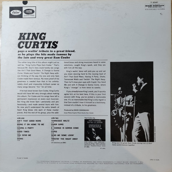 King Curtis : Plays The Hits Made Famous By Sam Cooke (LP, Album, Mono)