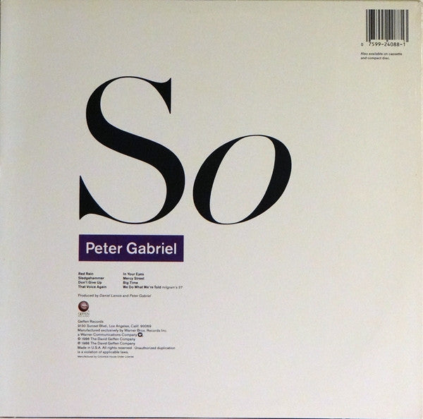 Peter Gabriel : So (LP, Album, Clu)