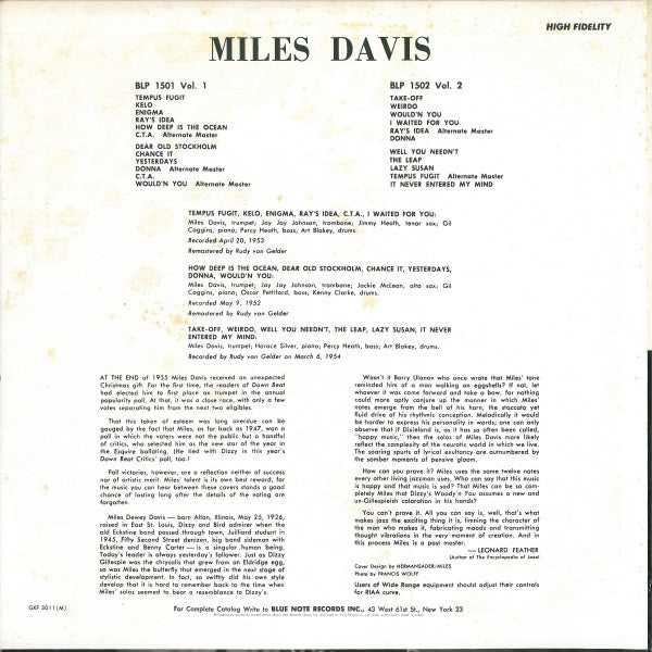 Miles Davis : Volume 1 (LP, Comp, Mono, RE, RM)
