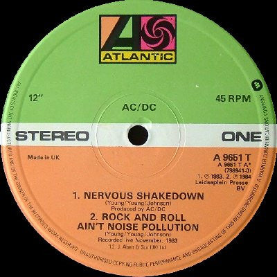 AC/DC : Nervous Shakedown (12")