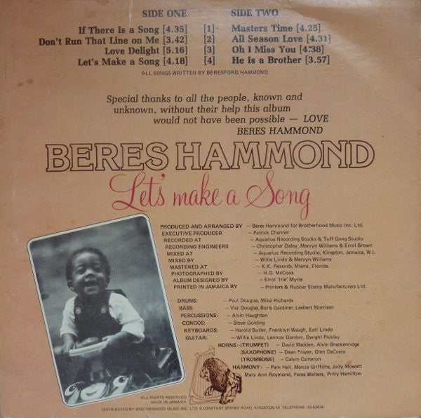 Beres Hammond : Let's Make A Song (LP, Album)