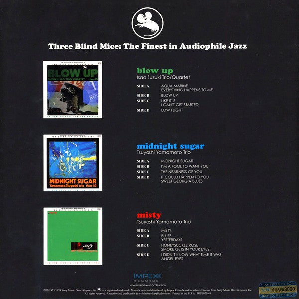 Isao Suzuki Trio / Quartet* / Tsuyoshi Yamamoto Trio : The Three Blind Mice 45 Box (Box, Comp, Ltd, Num + 2x12", Album, RE, RM + 2x12")
