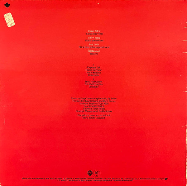 King Crimson : Discipline (LP, Album, Qua)