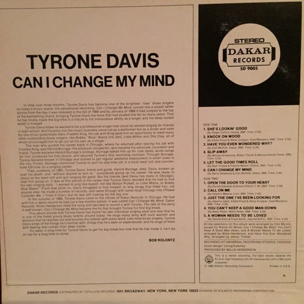 Tyrone Davis : Can I Change My Mind (LP, Album, CT )