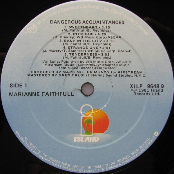 Marianne Faithfull : Dangerous Acquaintances (LP, Album)