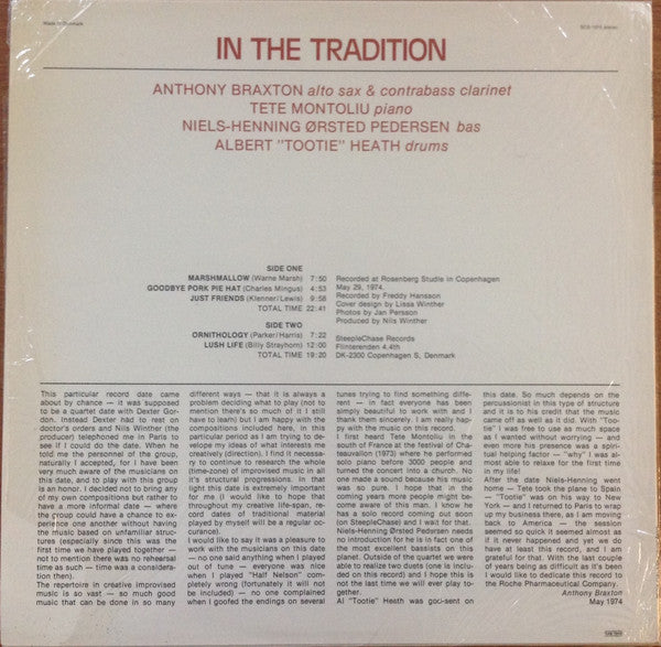 Anthony Braxton : In The Tradition (LP, Album)