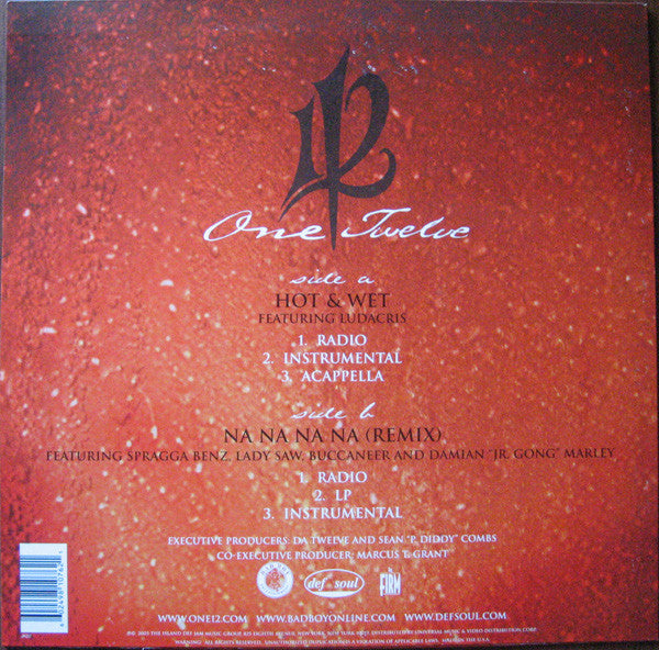 112 Featuring Ludacris : Hot & Wet (12", Single)