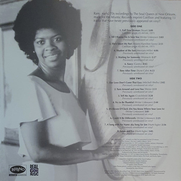 Irma Thomas : Full Time Woman (The Lost Cotillion Album) (LP, Comp, Lig)