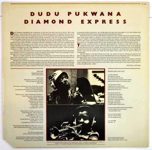 Dudu Pukwana : Diamond Express (LP, Album, Promo)