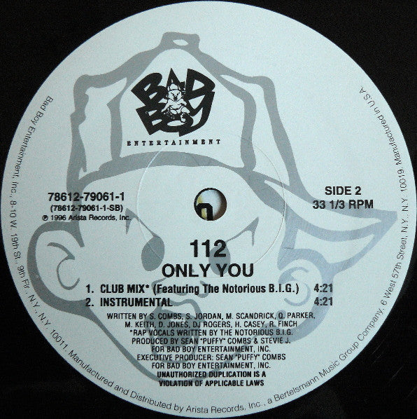 112 Featuring Notorious B.I.G. : Only You (12", Single)