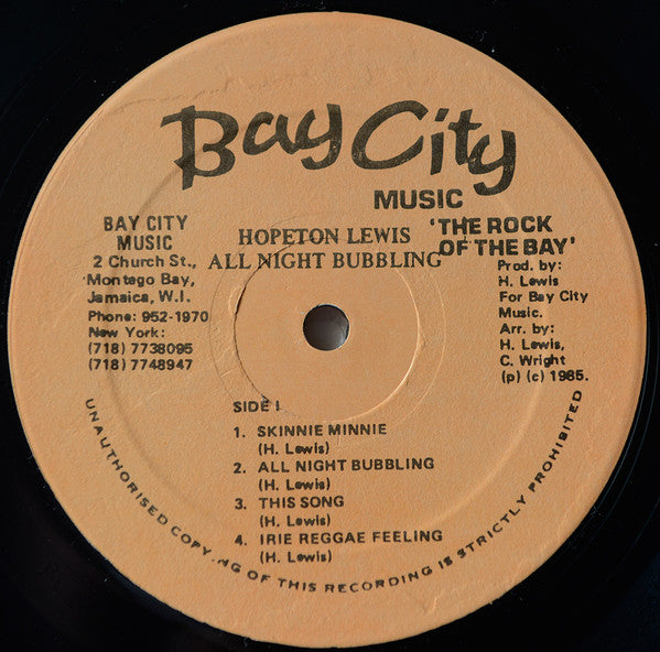 Hopeton Lewis : All Night Bubblin' (LP, Album)