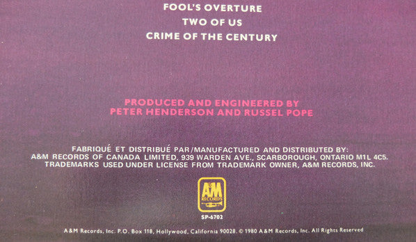 Supertramp : Paris (2xLP, Album, Gat)