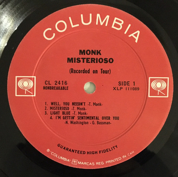 Thelonious Monk : Misterioso (Recorded On Tour) (LP, Mono)