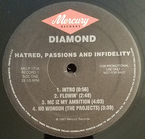 Diamond D : Hatred, Passions And Infidelity (2xLP, Album, Promo, Cle)