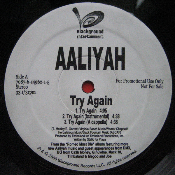Aaliyah : Try Again (12", Promo)