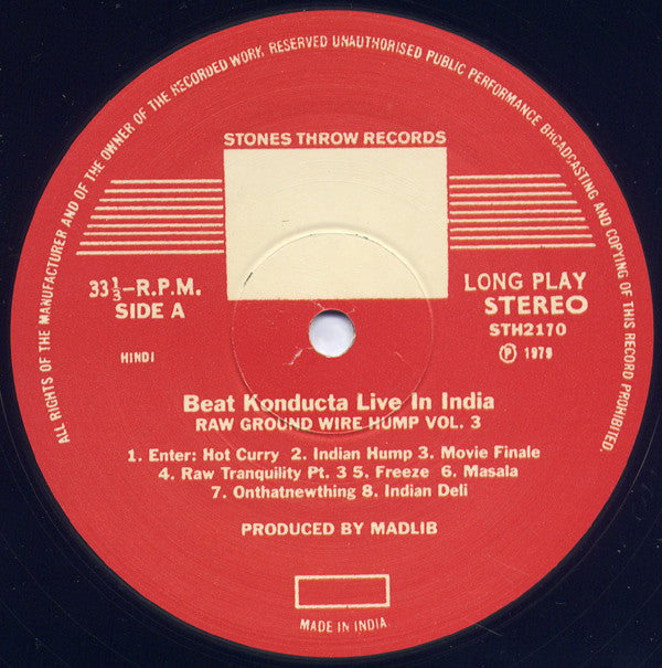 Madlib The Beat Konducta : Vol. 3: Beat Konducta In India (Raw Ground Wire Hump) (LP, Album)