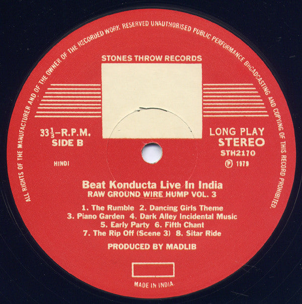 Madlib The Beat Konducta : Vol. 3: Beat Konducta In India (Raw Ground Wire Hump) (LP, Album)