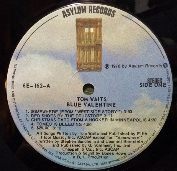 Tom Waits : Blue Valentine (LP, Album, RCA)