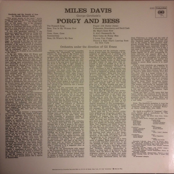Miles Davis : Porgy And Bess (LP, Album, RE)