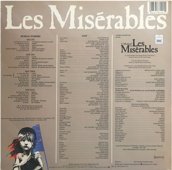 Alain Boublil And Claude-Michel Schönberg : Les Misérables (2xLP, Album)