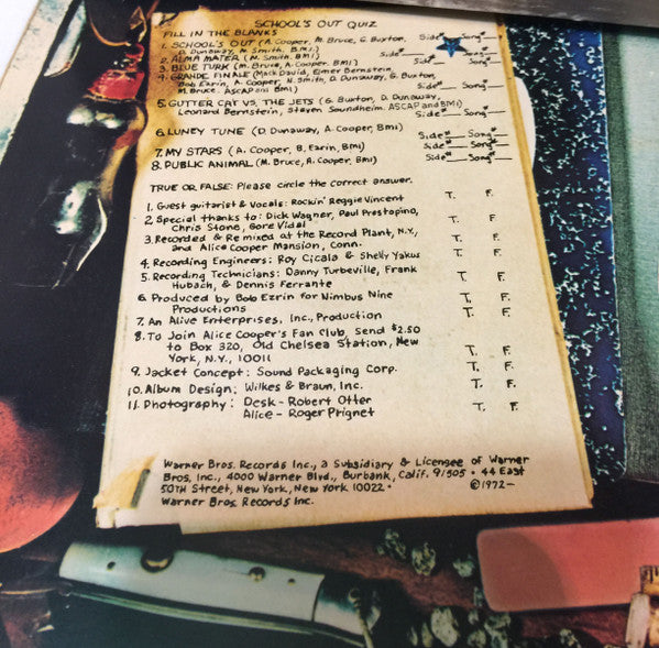 Alice Cooper : School's Out (LP, Album, RE, Bei)