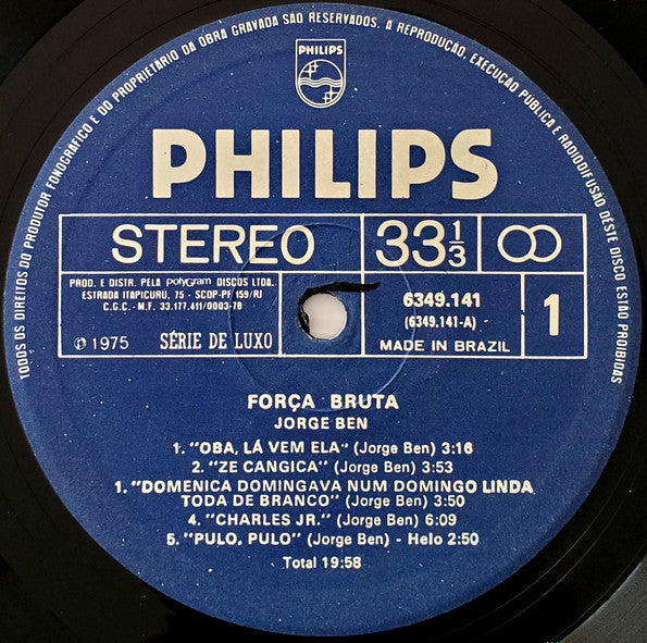 Jorge Ben : Fôrça Bruta (LP, Album, RE)