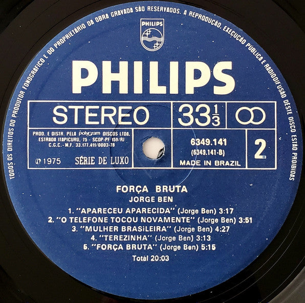 Jorge Ben : Fôrça Bruta (LP, Album, RE)