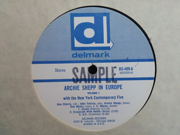 Archie Shepp With The New York Contemporary Five : In Europe (LP, Album, RE)