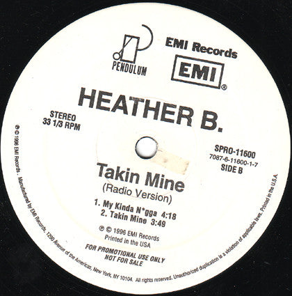 Heather B. : Takin Mine (Radio Version) (2xLP, Ltd, Promo)
