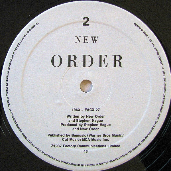 New Order : True Faith / 1963 (12")
