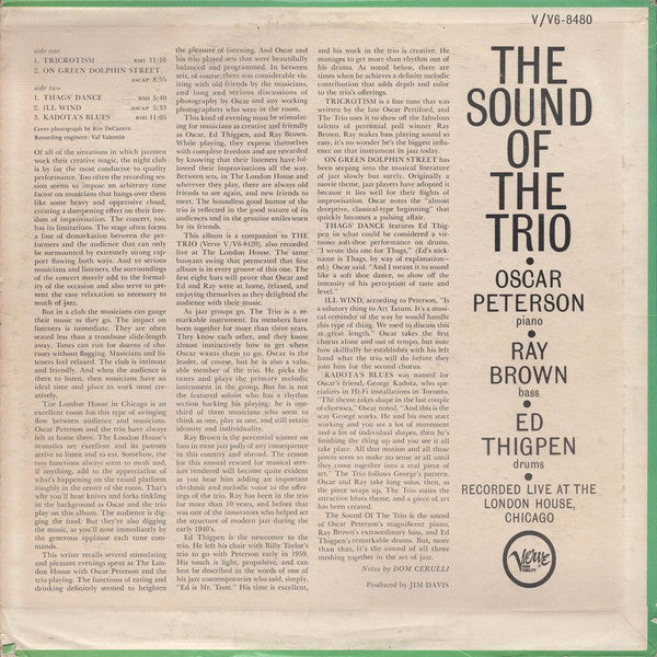 Oscar Peterson, Ray Brown, Ed Thigpen : The Sound Of The Trio (LP, Album)