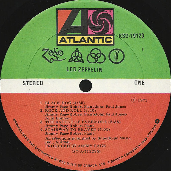 Led Zeppelin : Untitled (LP, Album, RE)