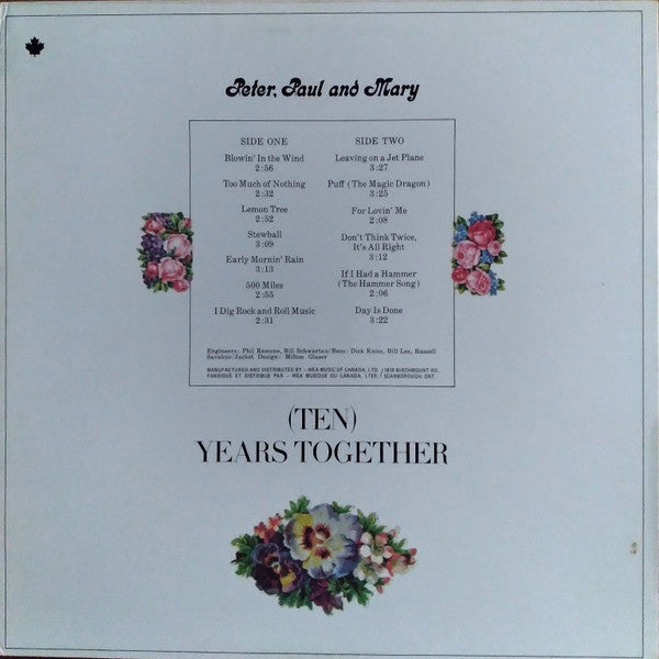 Peter, Paul & Mary : The Best Of Peter, Paul And Mary (Ten) Years Together (LP, Comp, RE)
