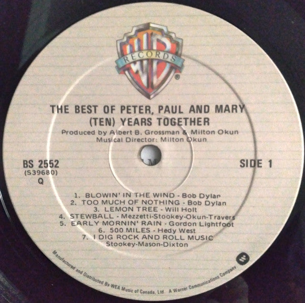 Peter, Paul & Mary : The Best Of Peter, Paul And Mary (Ten) Years Together (LP, Comp, RE)