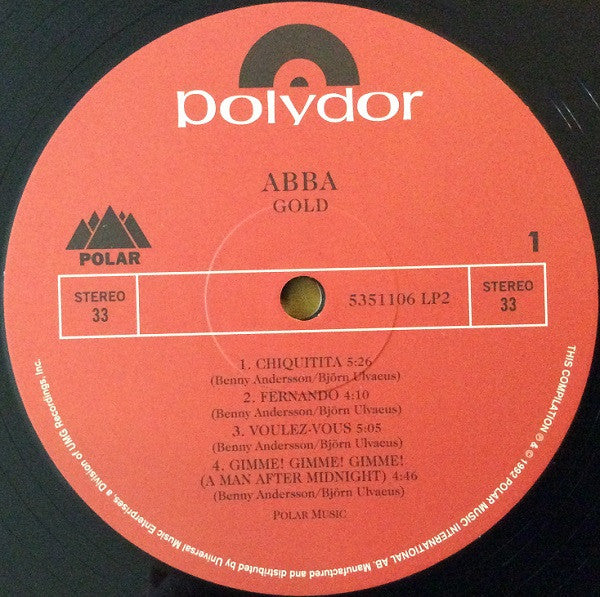ABBA : Gold (Greatest Hits) (2xLP, Comp, RE, 180)
