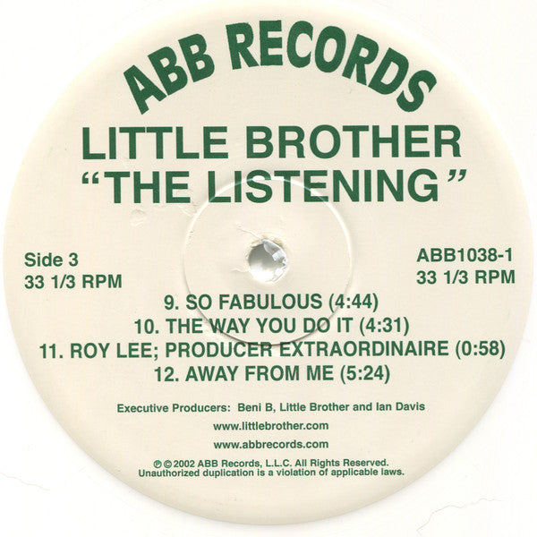 Little Brother (3) : The Listening (2xLP, Album, RE, RP, Whi + 7", Single)