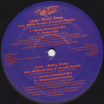 Deity Zone Feat. Miche Braden & Yasmin Rashid : Live (12")