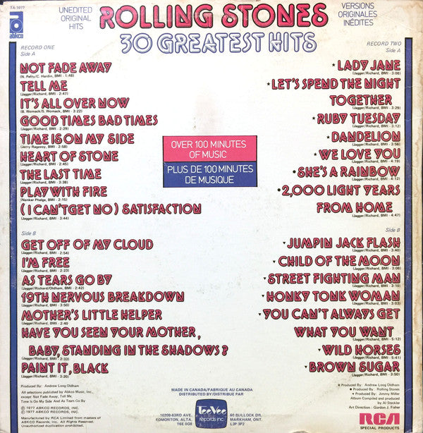 The Rolling Stones : 30 Greatest Hits (2xLP, Comp)