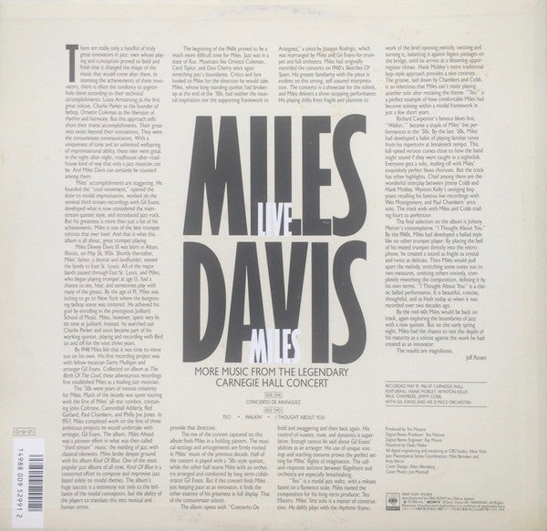 Miles Davis : Live Miles: More Music From The Legendary Carnegie Hall Concert (LP, Album)