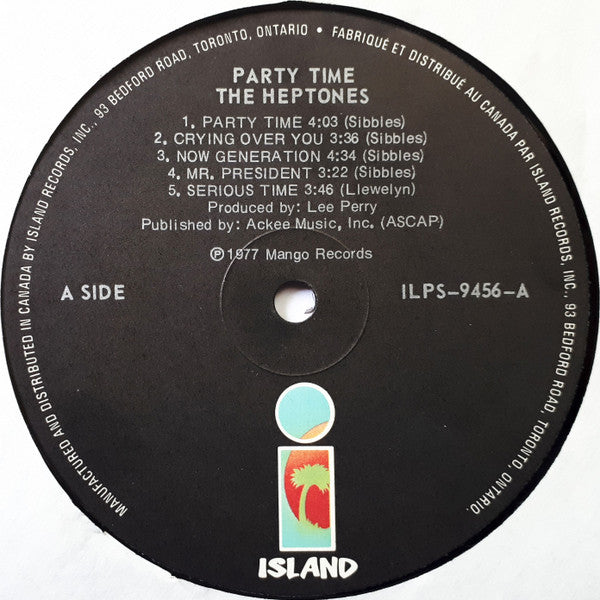 The Heptones : Party Time (LP, Album, RE)