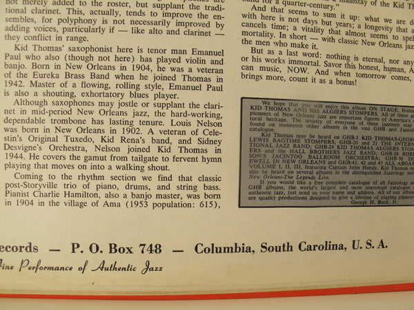 Kid Thomas And His Algiers Stompers : On Stage (LP)