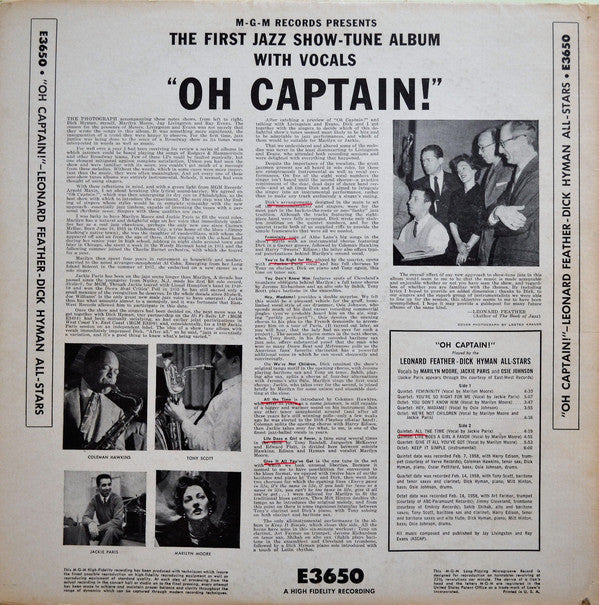 Leonard Feather Dick Hyman Orchestra : Oh Captain! (LP, Album, Mono)