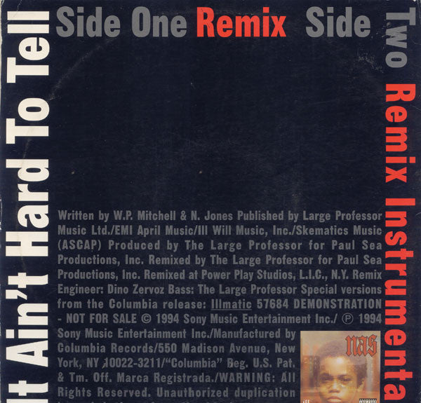 Nas : It Ain't Hard To Tell (Remix) (12", Promo)