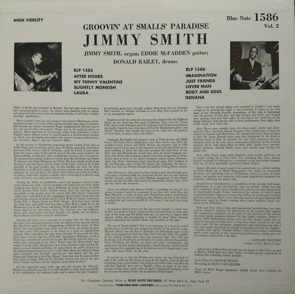 Jimmy Smith : Groovin' At Smalls' Paradise (Volume 2) (LP, Album, Mono, RE)