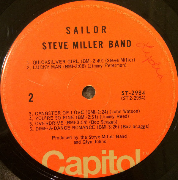 Steve Miller Band : Sailor (LP, Album, RE, Ora)